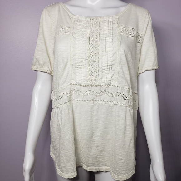 Old Navy Off White Cotton Calla Lily Shirt, Size Large - Picture 7 of 8